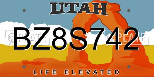 BZ8S742 Utah License Plate