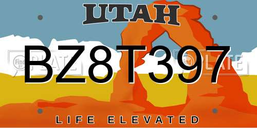 BZ8T397 Utah License Plate