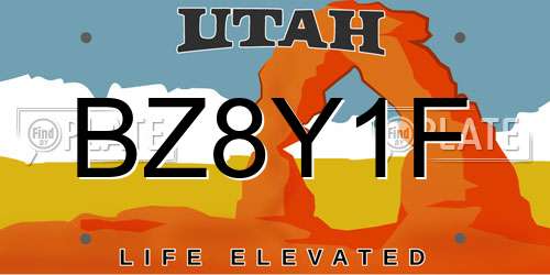 BZ8Y1F Utah License Plate