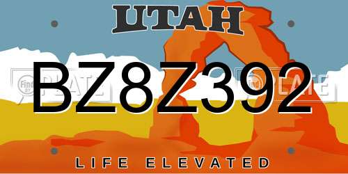 BZ8Z392 Utah License Plate