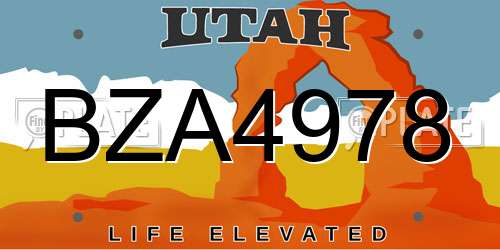 BZA4978 Utah License Plate