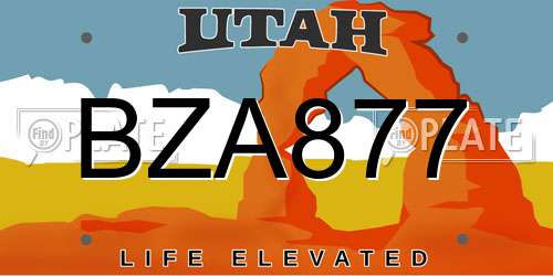 BZA877 Utah License Plate