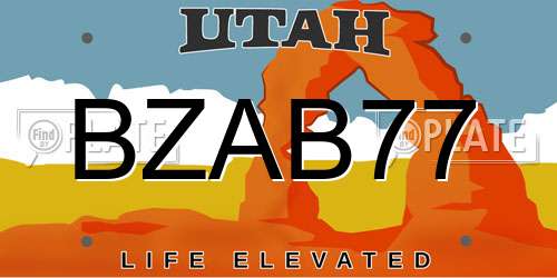 BZAB77 Utah License Plate