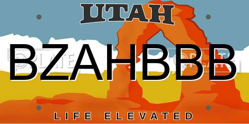 BZAHBBB Utah License Plate