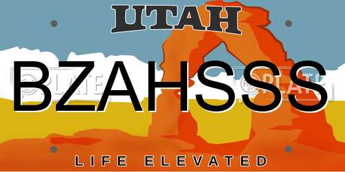 BZAHSSS Utah License Plate