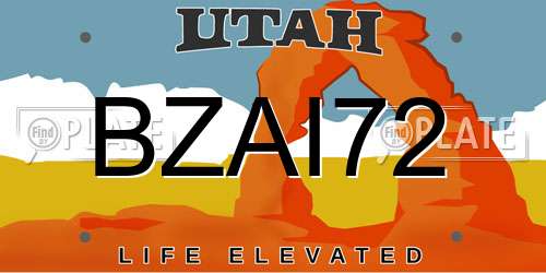 BZAI72 Utah License Plate