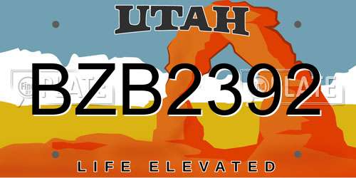BZB2392 Utah License Plate