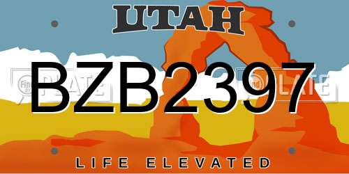 BZB2397 Utah License Plate