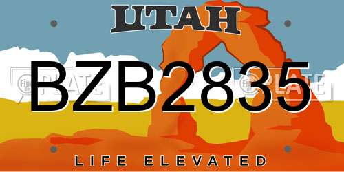 BZB2835 Utah License Plate