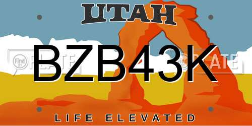 BZB43K Utah License Plate