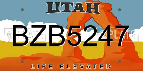 BZB5247 Utah License Plate