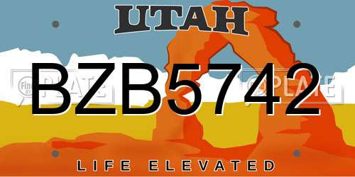 BZB5742 Utah License Plate