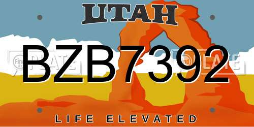 BZB7392 Utah License Plate