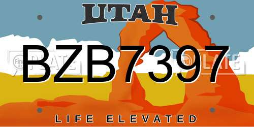 BZB7397 Utah License Plate
