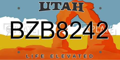 BZB8242 Utah License Plate