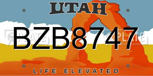 BZB8747 Utah License Plate