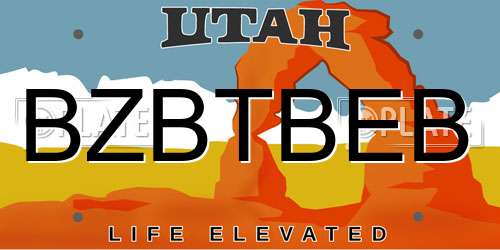 BZBTBEB Utah License Plate