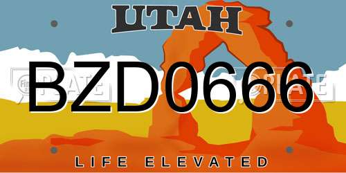 BZD0666 Utah License Plate