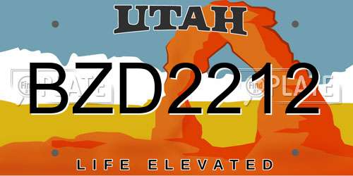 BZD2212 Utah License Plate