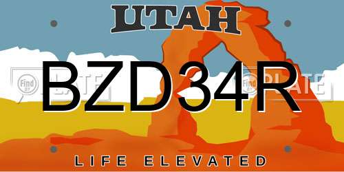BZD34R Utah License Plate