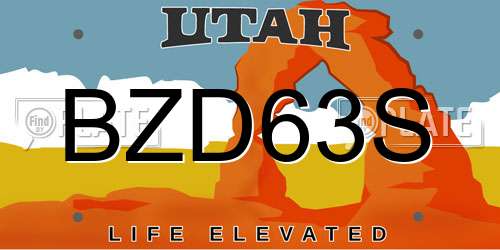 BZD63S Utah License Plate