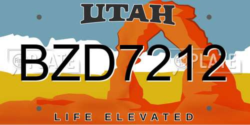 BZD7212 Utah License Plate