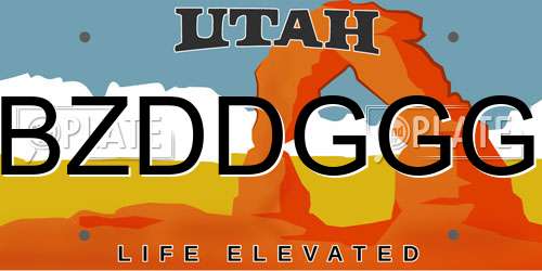 BZDDGGG Utah License Plate
