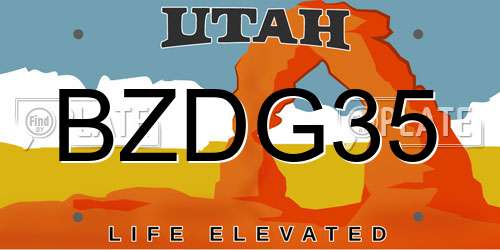 BZDG35 Utah License Plate