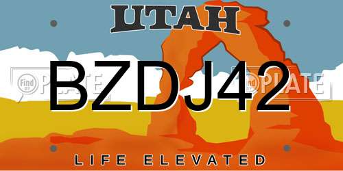 BZDJ42 Utah License Plate