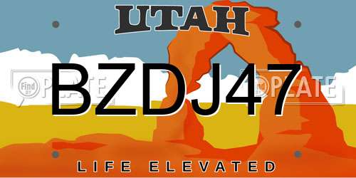 BZDJ47 Utah License Plate