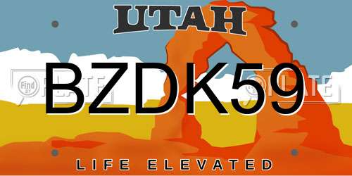 BZDK59 Utah License Plate
