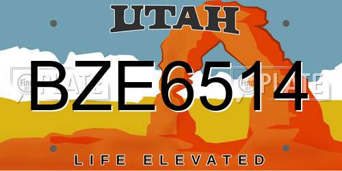BZE6514 Utah License Plate