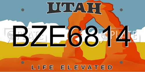BZE6814 Utah License Plate