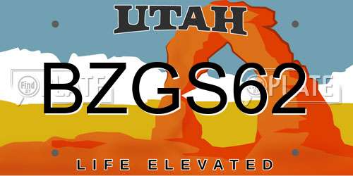 BZGS62 Utah License Plate