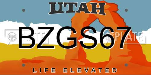 BZGS67 Utah License Plate