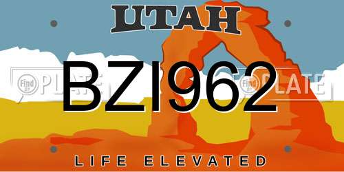 BZI962 Utah License Plate