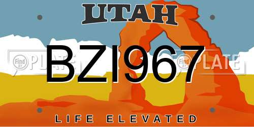BZI967 Utah License Plate