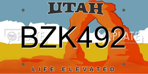 BZK492 Utah License Plate