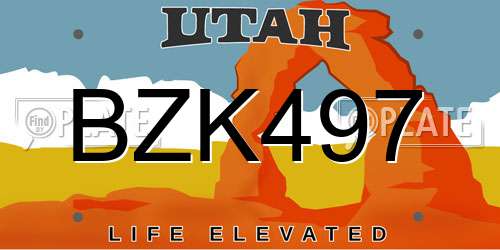 BZK497 Utah License Plate