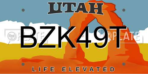 BZK49T Utah License Plate