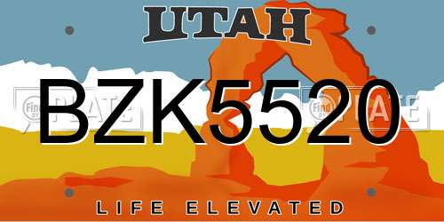 BZK5520 Utah License Plate