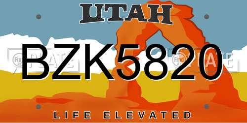 BZK5820 Utah License Plate