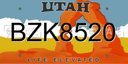BZK8520 Utah License Plate