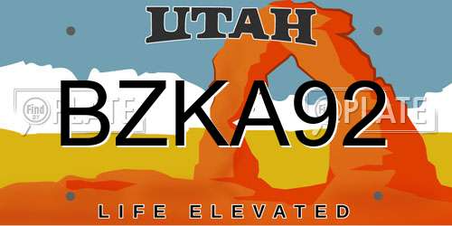 BZKA92 Utah License Plate