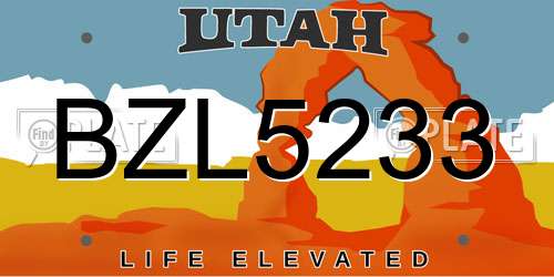 BZL5233 Utah License Plate