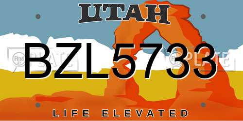 BZL5733 Utah License Plate