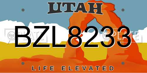 BZL8233 Utah License Plate
