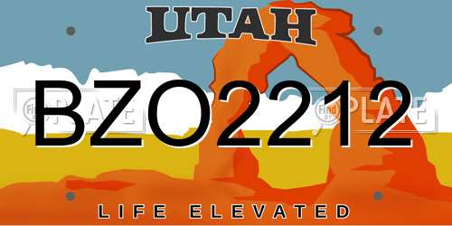 BZO2212 Utah License Plate