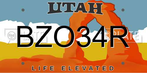 BZO34R Utah License Plate