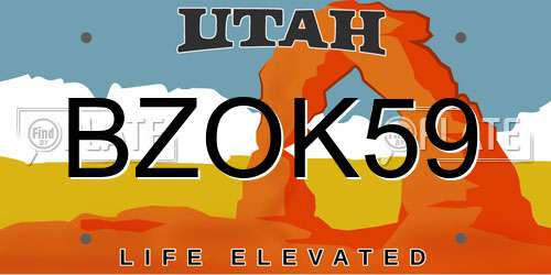 BZOK59 Utah License Plate